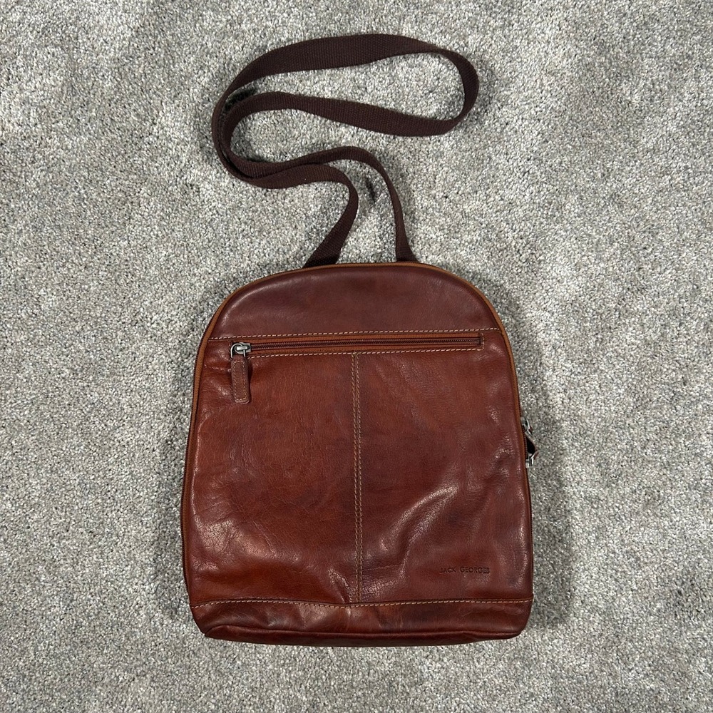 Jack Georges Voyager Brown Leather Backpack Handbag Small Travel Bag Organizer